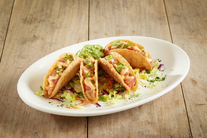 Order Ahi Poke Tacos* food online from Bj Restaurant & Brewhouse store, Westminster on bringmethat.com