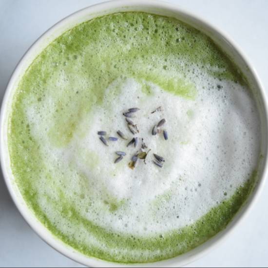 Order Matcha Lavender Latte (Organic)  food online from Black Elephant Coffee store, Los Angeles on bringmethat.com