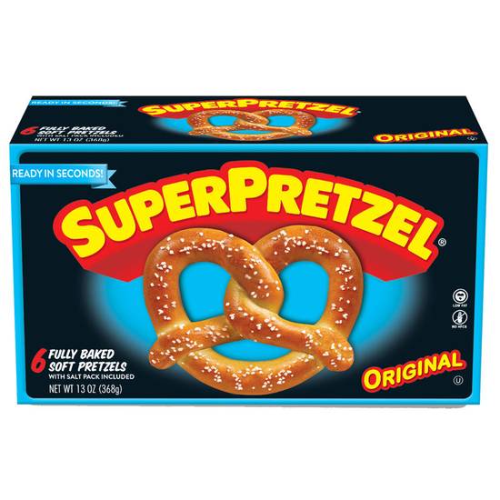 Order SuperPretzel Frozen Original Fully Baked Soft Pretzels 6ct 13oz food online from Everyday Needs by Gopuff store, Tampa on bringmethat.com