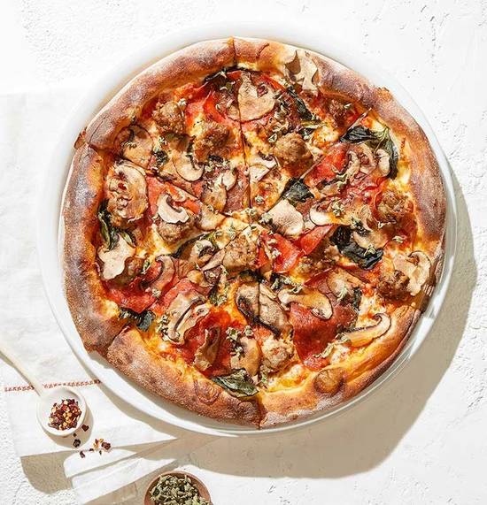 Order MUSHROOM PEPPERONI SAUSAGE food online from California Pizza Kitchen store, San Antonio on bringmethat.com