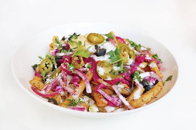Order Loaded Mediterranean Fries food online from Zuuk Mediterranean Kitchen store, Miami on bringmethat.com