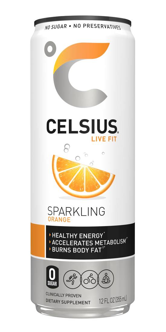 Order CELSIUS Sparkling Orange Fitness Drink, Zero Sugar, 12 OZ food online from Cvs store, DOVER on bringmethat.com