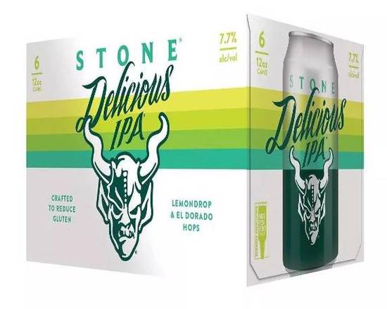 Order Stone Delicious IPA Beer - 6pk/12 fl oz Cans (7.7% ABV) food online from Silver Liquor Market store, Los Angeles on bringmethat.com