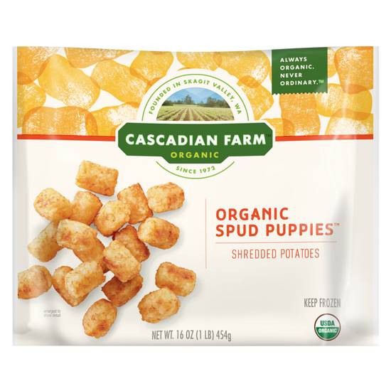 Order Cascadian Farm Frozen Organic Spud Puppies Shredded Potatoe 16oz food online from Everyday Needs by Gopuff store, St. Petersburg on bringmethat.com