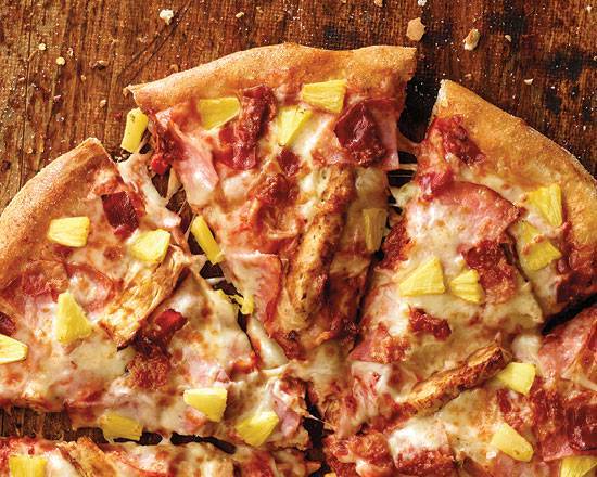 Order Crispy Thin Crust Hawaiian Chicken Pizza food online from Marco's Pizza store, Fulshear on bringmethat.com