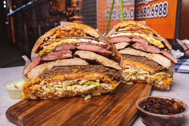 Order Triple (3 Types of Meat) Burger food online from Mayamero Street Food store, North Miami Beach on bringmethat.com