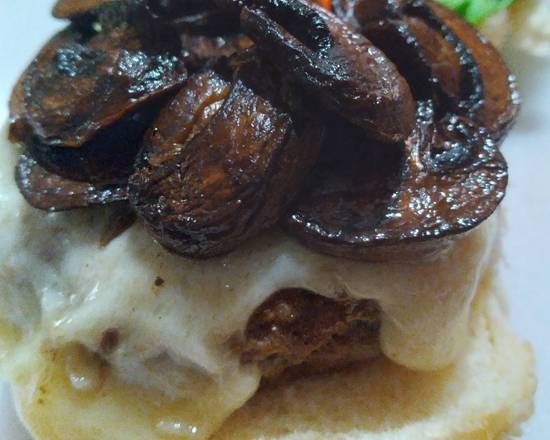 Order Mushroom Swiss Burger food online from Spot Eatz store, Orlando on bringmethat.com