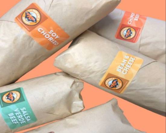 Order Burrito Flight (5 Pack) food online from La Monarca Bakery store, Whittier on bringmethat.com