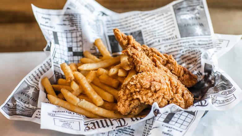 Order Chicken Tender Basket (3 pcs) food online from Hook & Reel Cajun Seafood store, Philadelphia on bringmethat.com