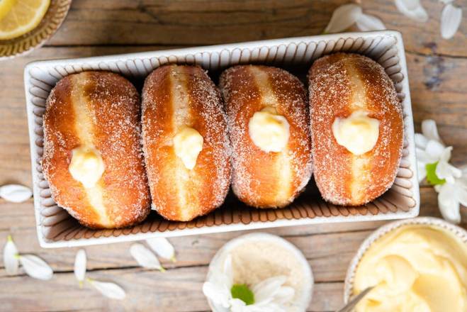 Order Filled Bomboloni - 6 in a Box food online from Lb Cake Stop store, Baldwin Park on bringmethat.com