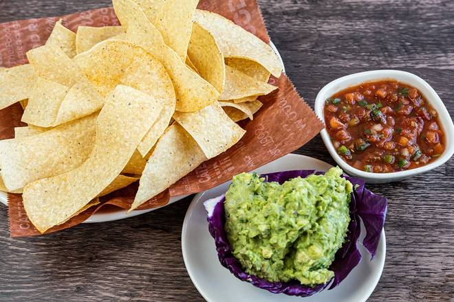 Order Fresh Guacamole, Chips & Salsa food online from Wood Ranch BBQ & Grill store, Rancho Santa Margarita on bringmethat.com
