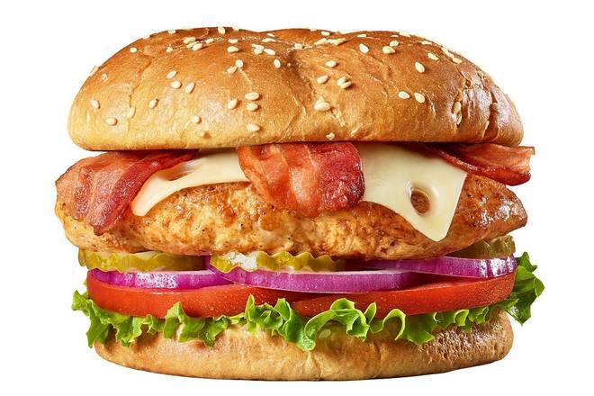 Order Pig 'n' Chicken Burger food online from The Burger Den store, Brandon on bringmethat.com