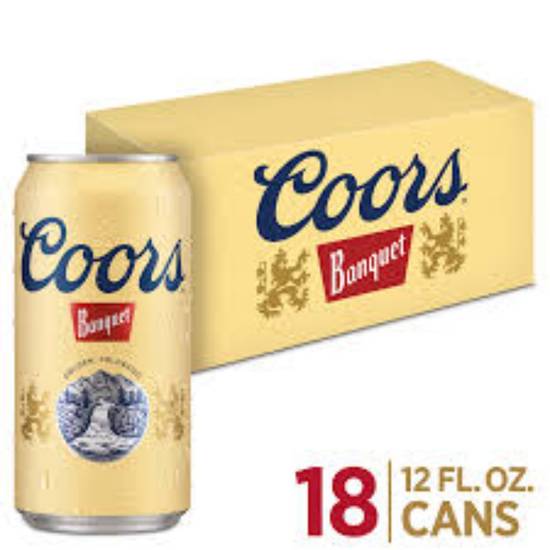 Order COORS BANQUET 12OZ 18PK CANS food online from Duke Liquor & Jr. Market store, Los Angeles on bringmethat.com
