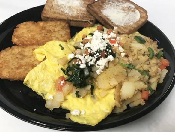 Order Greek Omelette food online from Liberty Bagels store, Queens on bringmethat.com