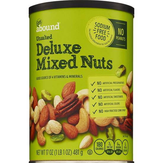 Order Gold Emblem Abound Unsalted Deluxe Mixed Nuts, 17 OZ food online from Cvs store, WAKEFIELD on bringmethat.com