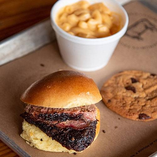 Order Kids Signature Angus Brisket Slider + 1 Side food online from 4 Rivers Smokehouse - UCF store, Orlando on bringmethat.com