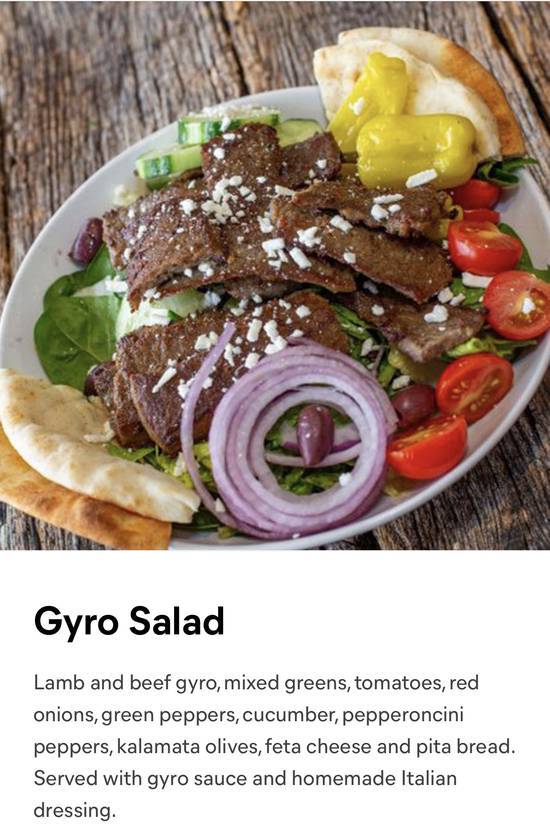 Order Gyro Salad food online from Manhattan Pizza store, Fairfax on bringmethat.com