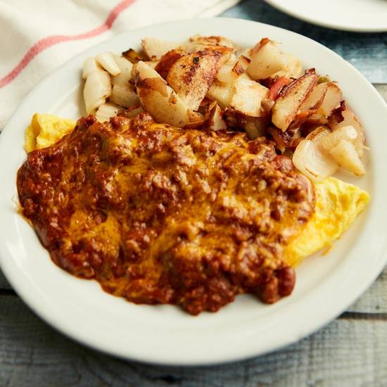 Order Chili Cheese Omelette food online from Vivian Millennium Cafe store, Studio City on bringmethat.com