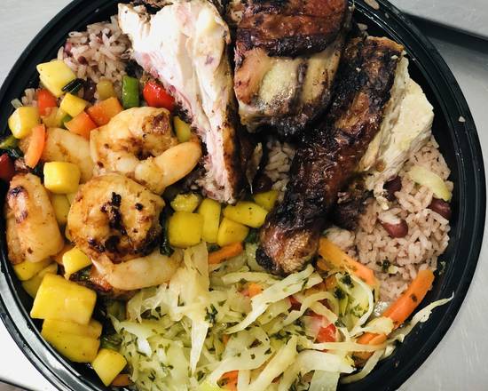 Order Jerk Chicken & Shrimp Combo (one size) food online from Ultimate Grill store, New York on bringmethat.com
