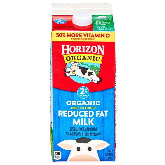 Order Horizon Organic 2% Reduced Fat Milk 1/2 Gallon food online from Everyday Needs by Gopuff store, Baton Rouge on bringmethat.com