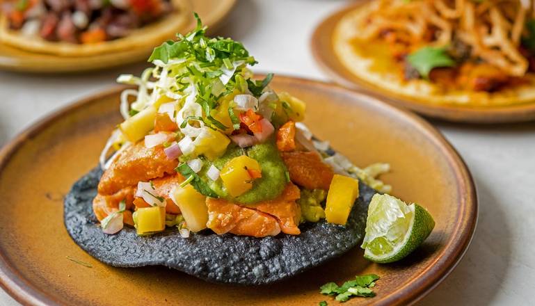 Order CHILE CON LIMON SMOKED SALMON TOSTADA food online from Sol store, Los Angeles on bringmethat.com
