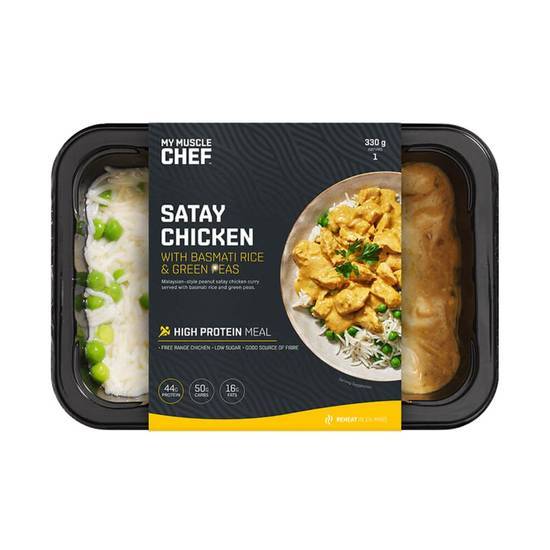 My Muscle Chef Satay Chicken With Basmati Rice & Green Peas 330g