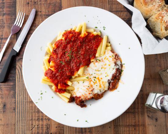 Order Chicken Parmesan Pasta food online from Mineo's Wings, Pizza & Raw Bar store, Dania Beach on bringmethat.com