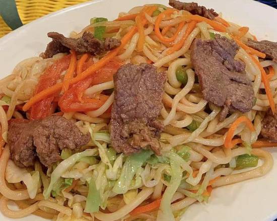 Order Cumin Beef Fried Noodle(孜然牛肉炒拉面） food online from Green China Grill store, San Diego on bringmethat.com