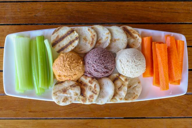 Order Hummus Trio Dip food online from Tommy Tavern + Tap store, Parsippany on bringmethat.com