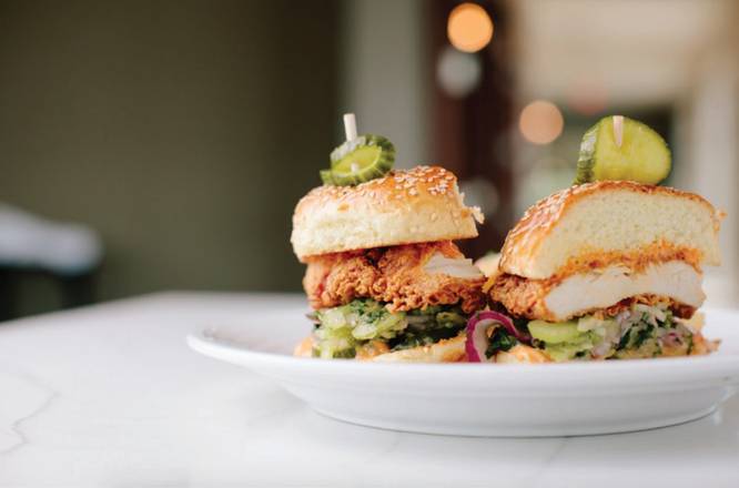 Order Spicy Crispy Chicken Sandwich food online from Pinstripes store, North Bethesda on bringmethat.com