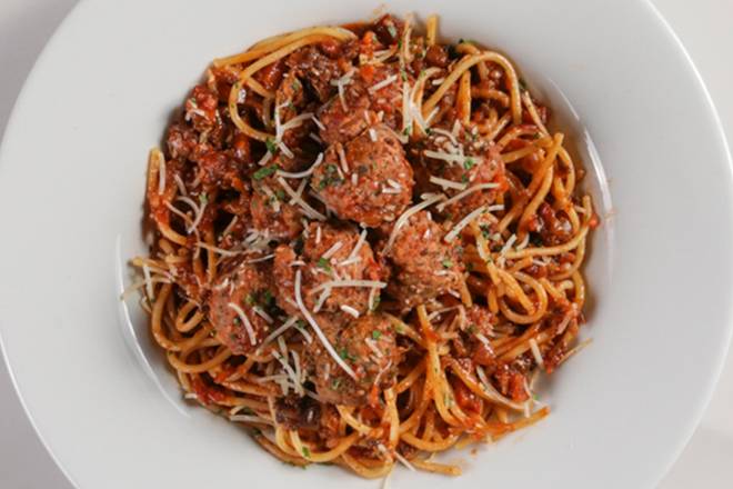 Order MOM'S RICOTTA MEATBALLS + SPAGHETTI WITH BOLOGNESE food online from Romano's Macaroni Grill - Opry Mills store, Nashville on bringmethat.com