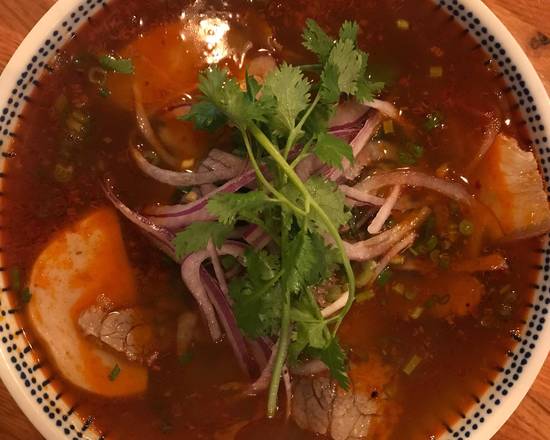 Order Bun Bo Hue (spicy noodle Soup) food online from Rice Bistro store, Port Orange on bringmethat.com