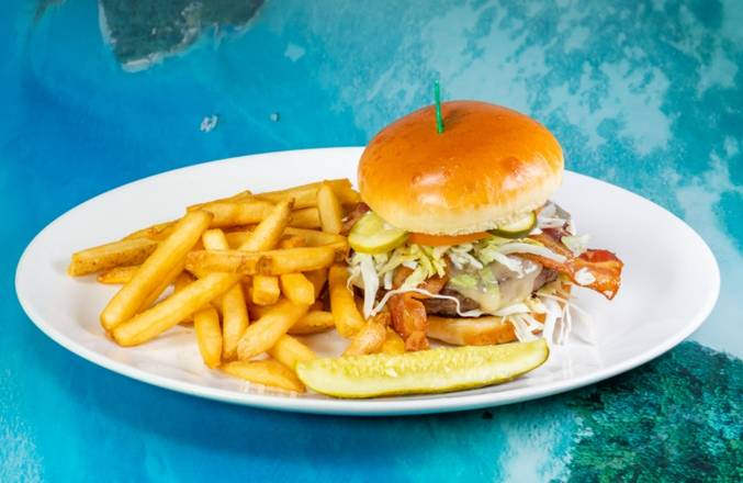 Order Rancho Deluxe Burger food online from Margaritaville - Front Beach Rd store, Panama City Beach on bringmethat.com