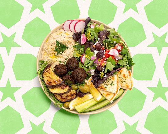 Order Falafel Eggplant Baba Ghanoush Plate food online from Fabulous Falafel store, Mountlake Terrace on bringmethat.com