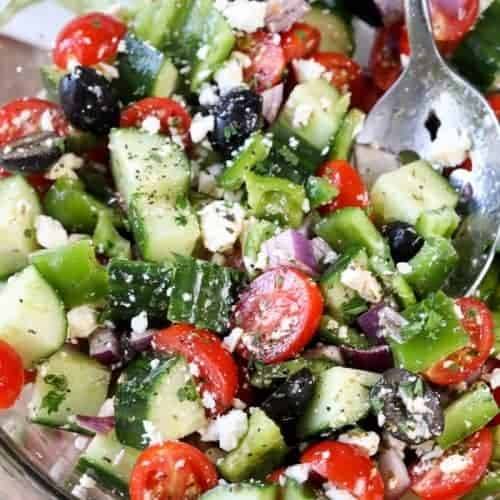 Order GREEK SALAD food online from Amore Pizzeria store, Clearwater on bringmethat.com