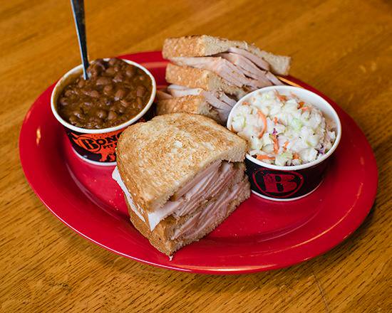 Order Turkey Sandwich with Two Sides food online from Bonos Pit Bar-B-Q & Catering store, Jacksonville on bringmethat.com