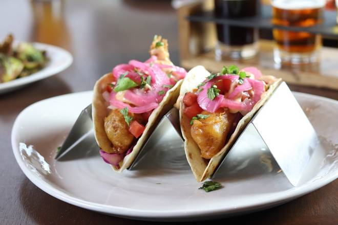 Order Baja-Style Fish Tacos food online from Iron Hill Brewery & Restaurant store, Greenville on bringmethat.com
