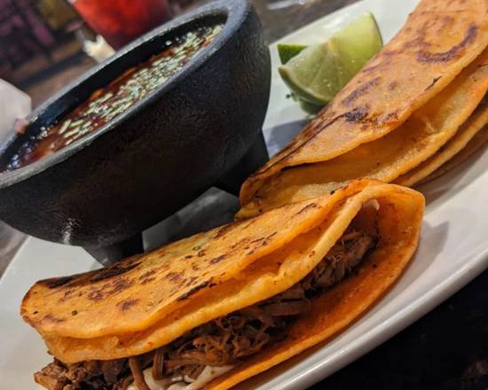 Order Quesatacos de birria  food online from El Alebrije Mexican Restaurant store, Passaic on bringmethat.com