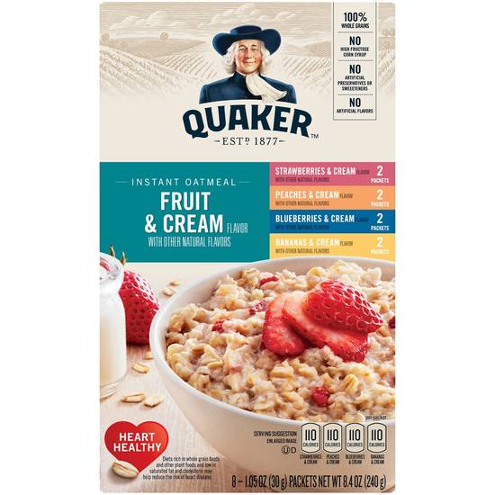 Order Quaker Oats Instant Oatmeal, Fruit and Cream Variety Pack food online from Cvs store, WAKEFIELD on bringmethat.com