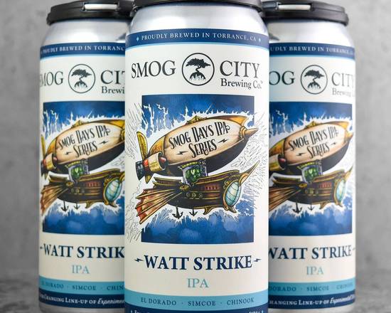 Order Smog City Watt Strike IPA 4pk-16oz (6.1% ABV) food online from Silver Liquor Market store, Los Angeles on bringmethat.com