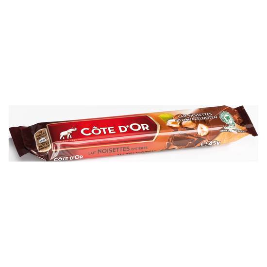 Barre de chocolat Côte d'Or lait noisette 45 gr