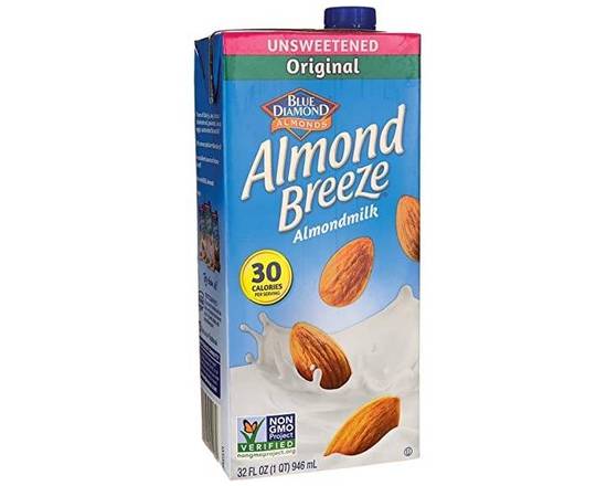 Order Blue Diamond Dairy, Almond Milk Original Unsweetened, 32 Fl Oz food online from Trumbull Super Stop store, Trumbull on bringmethat.com