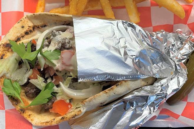 Order Mediterranean Steak Sandwich (AKA Beef Shawerma) food online from The Munchie Machine store, Cape Coral on bringmethat.com