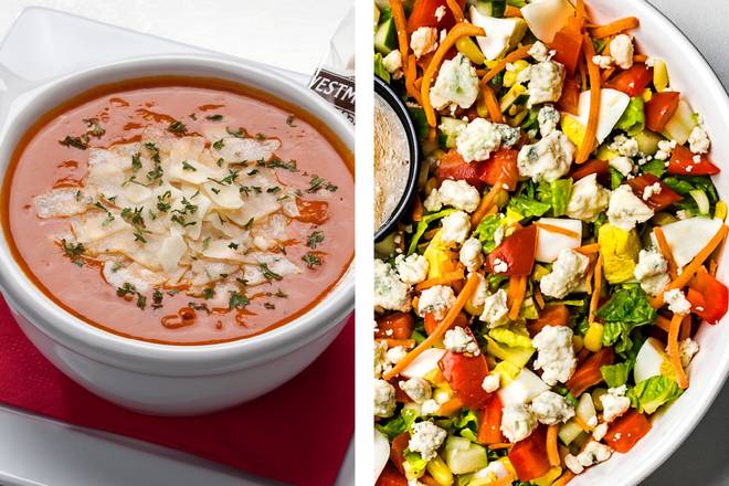 Order Tomato Basil Soup & Salad food online from Arooga's Route 11 store, Mechanicsburg on bringmethat.com