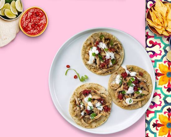 Order Grilled Chicken Tacos (3 pcs) food online from Fuego Mexican Grill store, Lakewood on bringmethat.com
