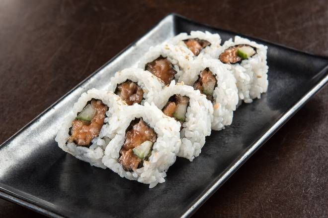 Order SPICY SALMON ROLL* food online from Ikura Sushi Lounge store, Coral Gables on bringmethat.com