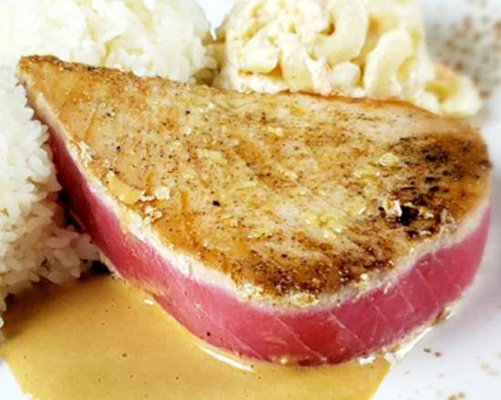 Order Garlic Ahi Steak Plate food online from 9th Island Grill store, Henderson on bringmethat.com