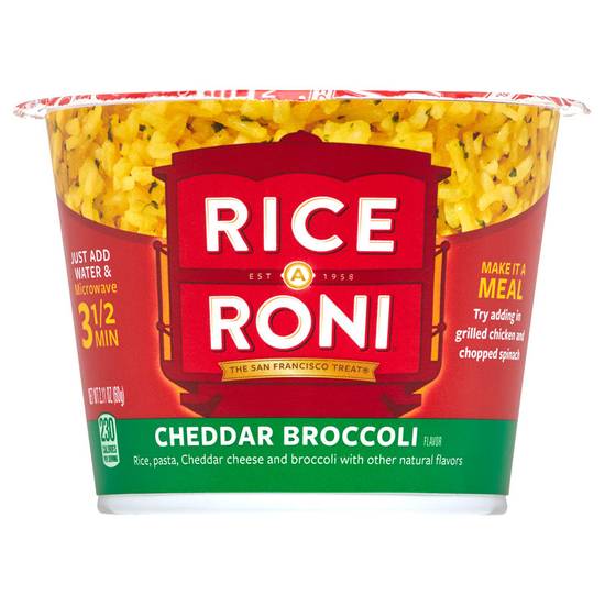 Order Rice-A-Roni Cheddar Broccoli Rice Cup 2.11oz food online from Everyday Needs by Gopuff store, Tampa on bringmethat.com