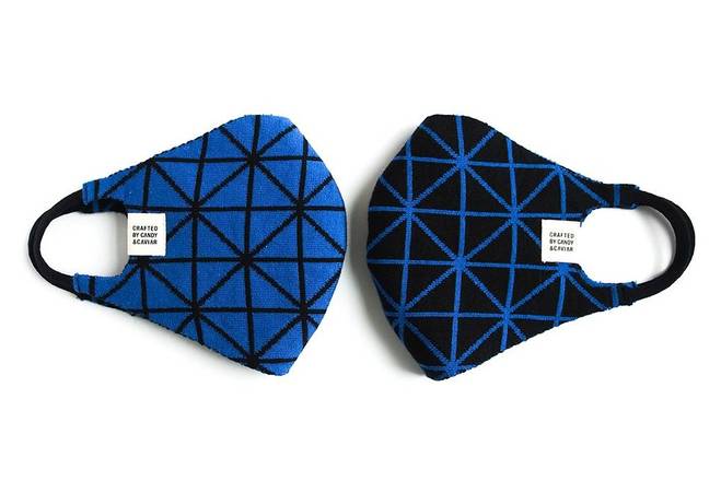 Order Jacquard Knit Reversible Mask Blue Candy and Caviar food online from Fred Segal store, Malibu on bringmethat.com