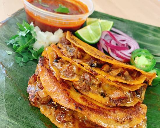 Order Pork Belly Sisig Birria Tacos food online from Carabao Express store, Austin on bringmethat.com